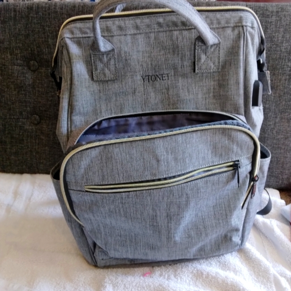 Gray backpack/diaper bag